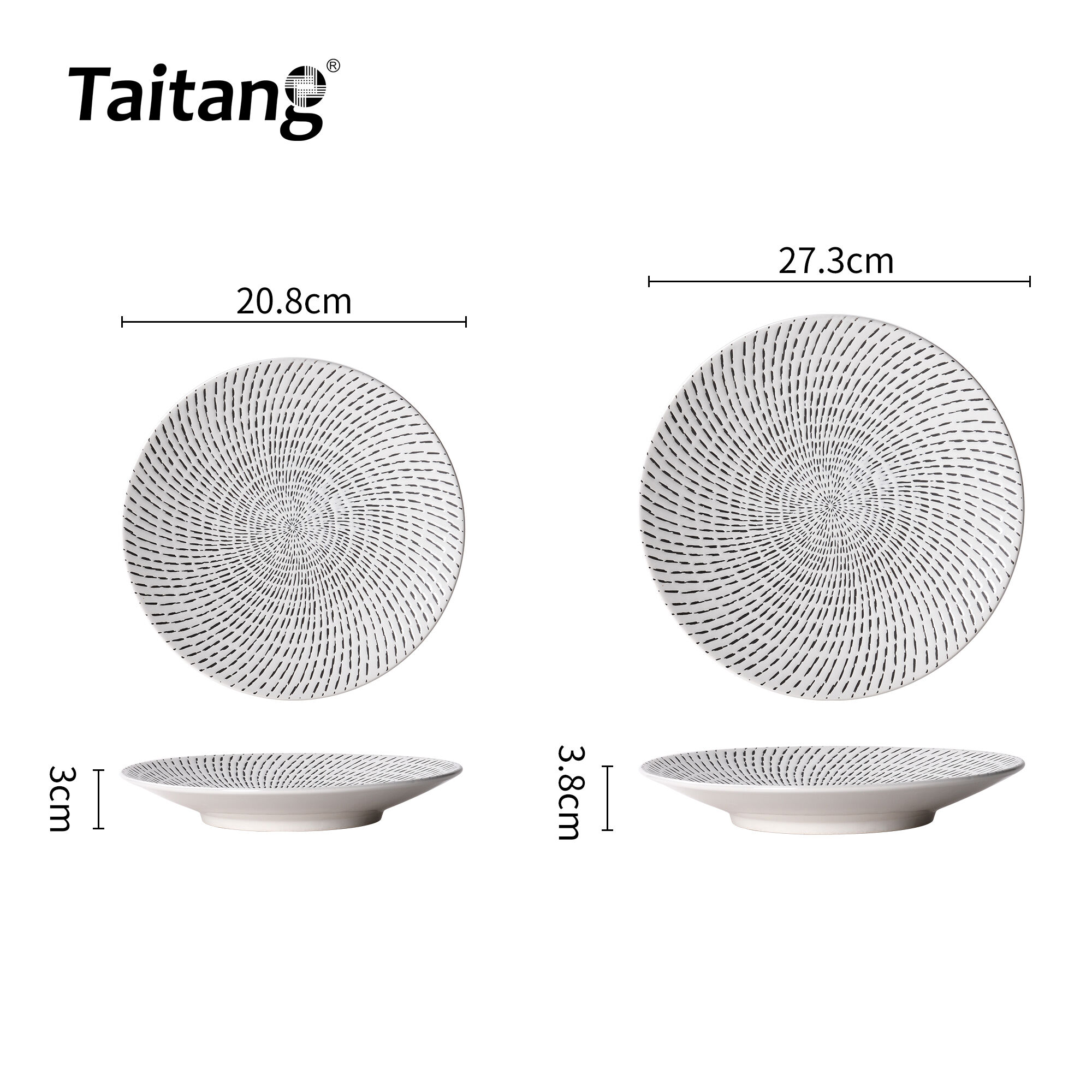 Black & White Ceramic Dinnerware Set Textured Porcelain Tableware Plates for Boutique Hotels Dining Restaurants