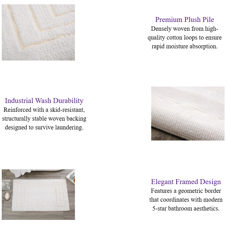 Luxury Framed Hotel Bath Mat Wholesale White Plush Hotel Style Bath Mat for 5-Star Hotel Collection.png