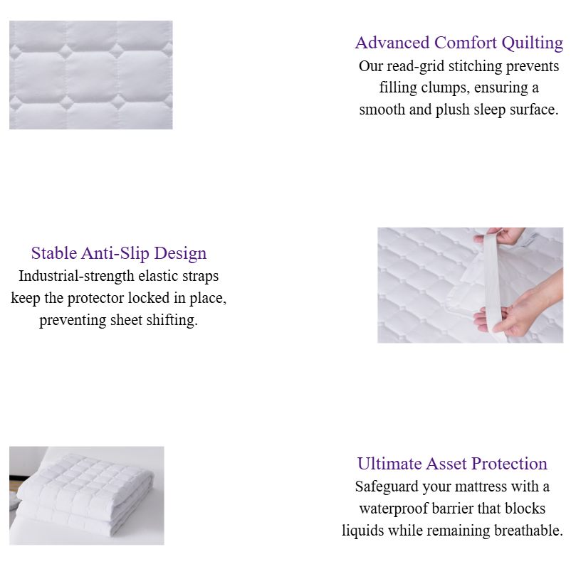 Quilted Hotel Mattress Pad 1200# Waterproof Hollow Fiber Mattress Protector for Bulk Wholesale.png