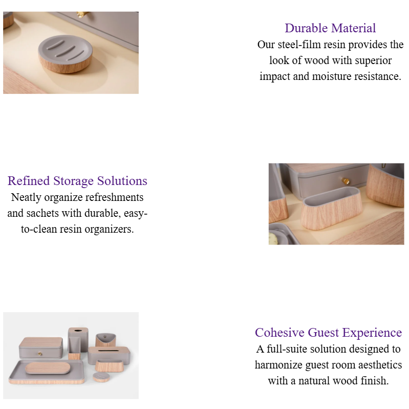 Wood-Grain Resin Hotel Room Amenities Set 5-Star Guest Room Accessories.png