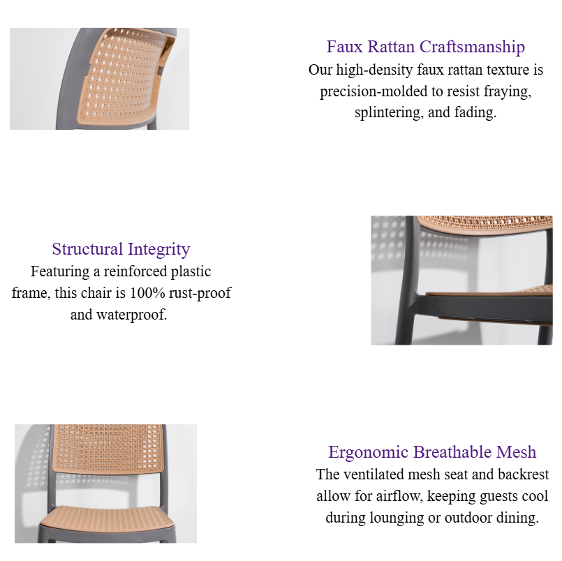 Commercial Outdoor Dining Chair Modern Faux Rattan Plastic Chair for Hotel Patios & Restaurants.png