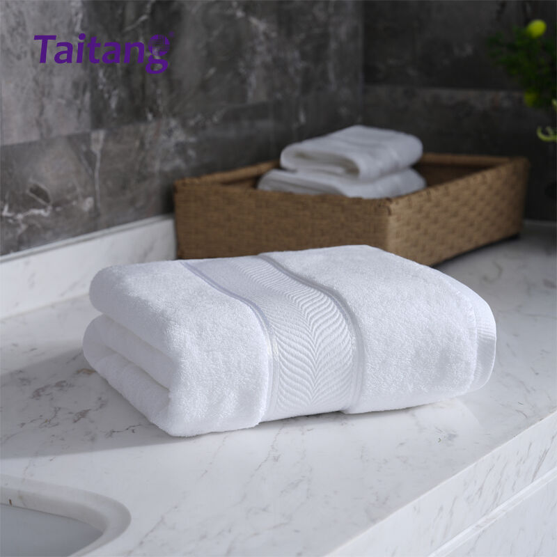 16S Luho na Set ng Tuwalya ng Hotel na Gawa sa Kapotan, Puti na May Satin na Stripe para sa Mga Linen sa Banyo para sa 5-Star na Hospitality
