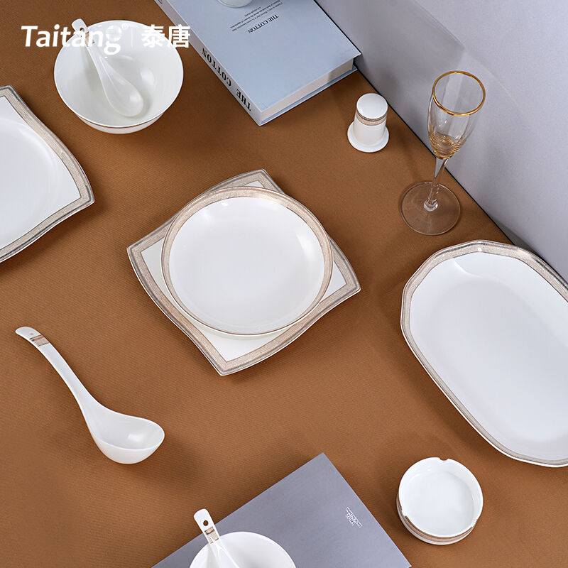 Fine Bone China Dinnerware Sets 50-Piece Luxury Hotel Dinnerware Set for Banquets & Fine Dining