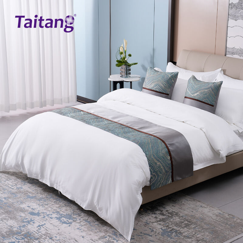 Modern Wave Pattern Hotel Bed Runner & Decorative Pillow Set Premium Hotel Bedding Manufacturers