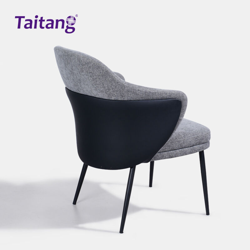 Modern Wrap-Around Hotel Dining Chair Luxury Upholstered Armchair with Iron Legs Hospitality Furniture
