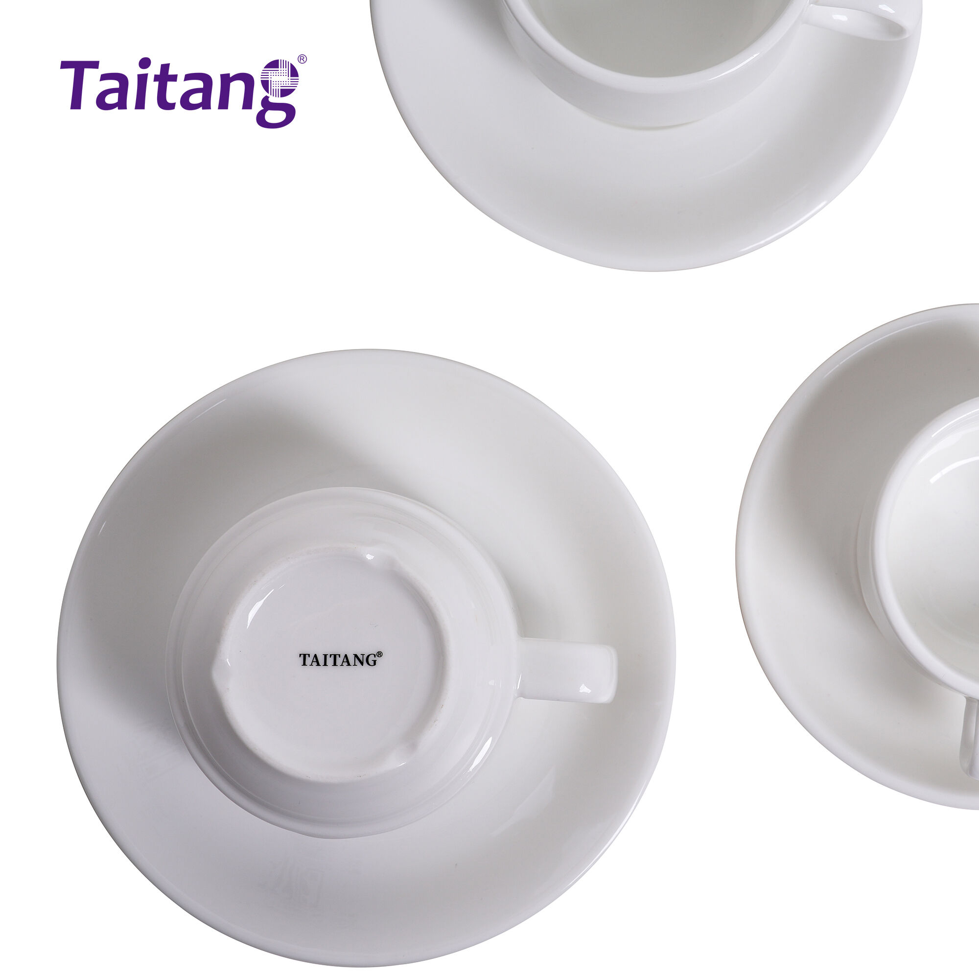 White Porcelain Coffee Cup and Saucer Set Hotel Grade Tea Cup Sets for Espresso, Cappuccino, and Cafe Service