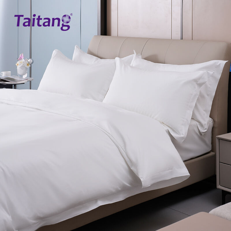 300T သ cotton ပုံစံ satin အဆင့်မြင့် ဟိုတယ်အိပ်ရာဖုံးများ၊ air-jet ဖော်မှုန်းထားသော ဟိုတယ်အိပ်ရာဖုံးများ (၁.၅မီတာ အိပ်ရာအတွက်) အမြဲတမ်းရောင်းဝယ်ရေး