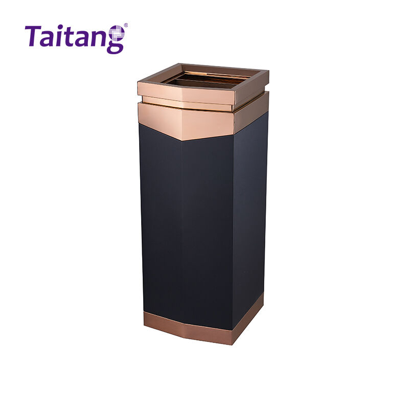 Modern Commercial Lobby Trash Can Deluxe Hotel Garbage Bin with Integrated Ashtray