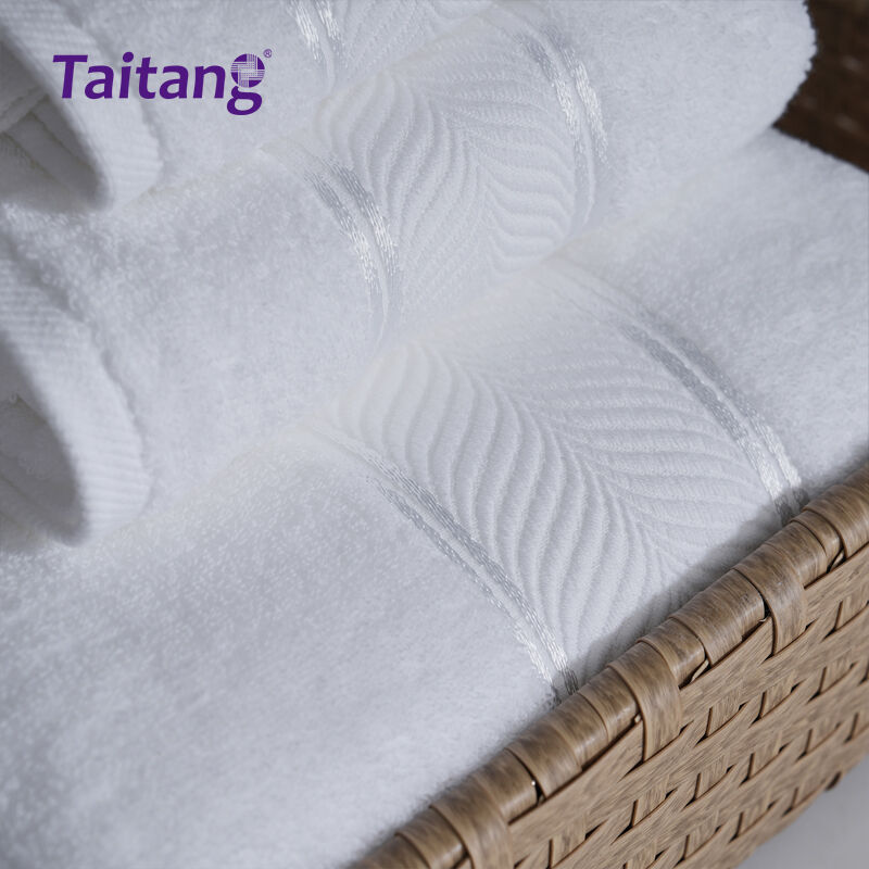 16S Luho na Set ng Tuwalya ng Hotel na Gawa sa Kapotan, Puti na May Satin na Stripe para sa Mga Linen sa Banyo para sa 5-Star na Hospitality