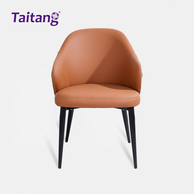 Commercial Leather Dining Chair with Iron Frame - Heavy-Duty Upholstered Side Chair for Hotel Restaurant & Cafe