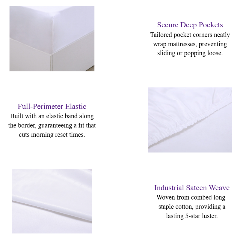 Cotton Sateen Fitted Sheet Luxury Hotel Bed Linen with Elasticized Band Customizable for 5-Star Hotel Style Bedding.png