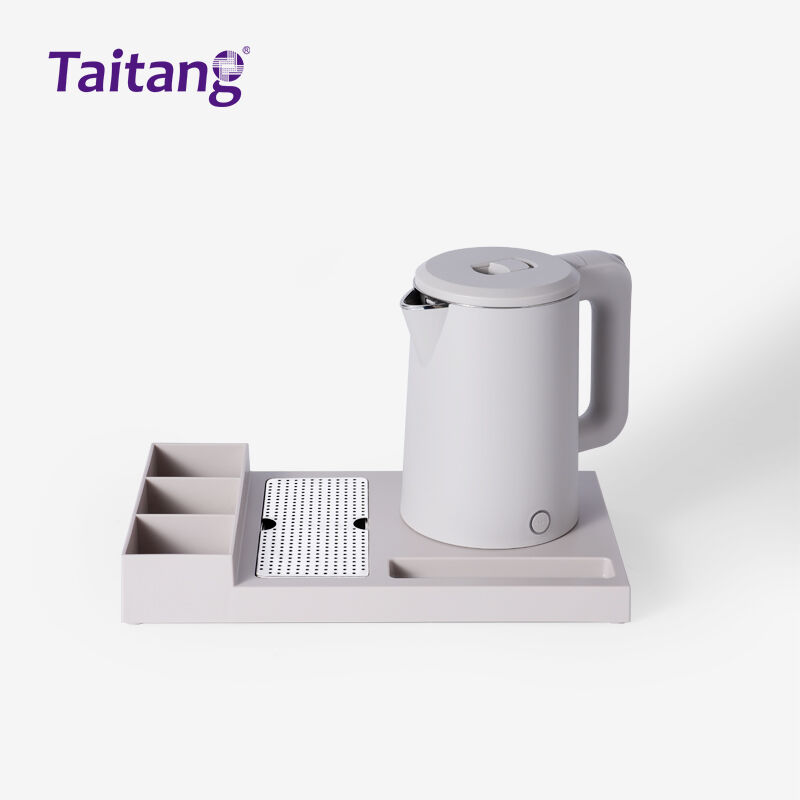 Premium ABS Hotel Kettle Welcome Tray Khaki Integrated Guest Room Solution for Luxury Hospitality