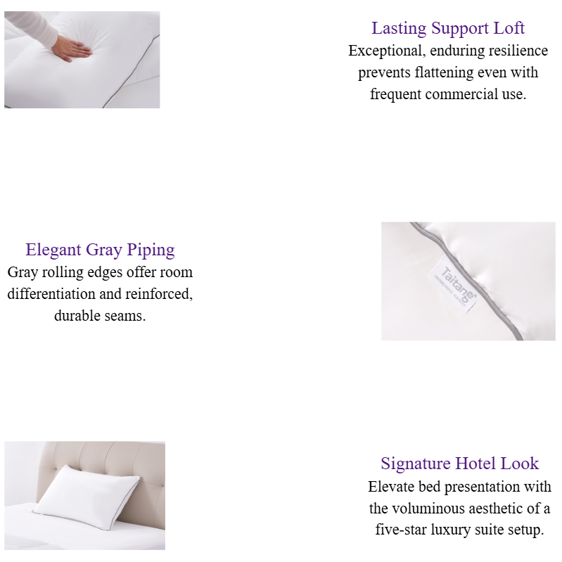 1300g Hotel Pillows Luxury Silk-Down Alternative with Designer Gray Piping for Five-Star Suites.png