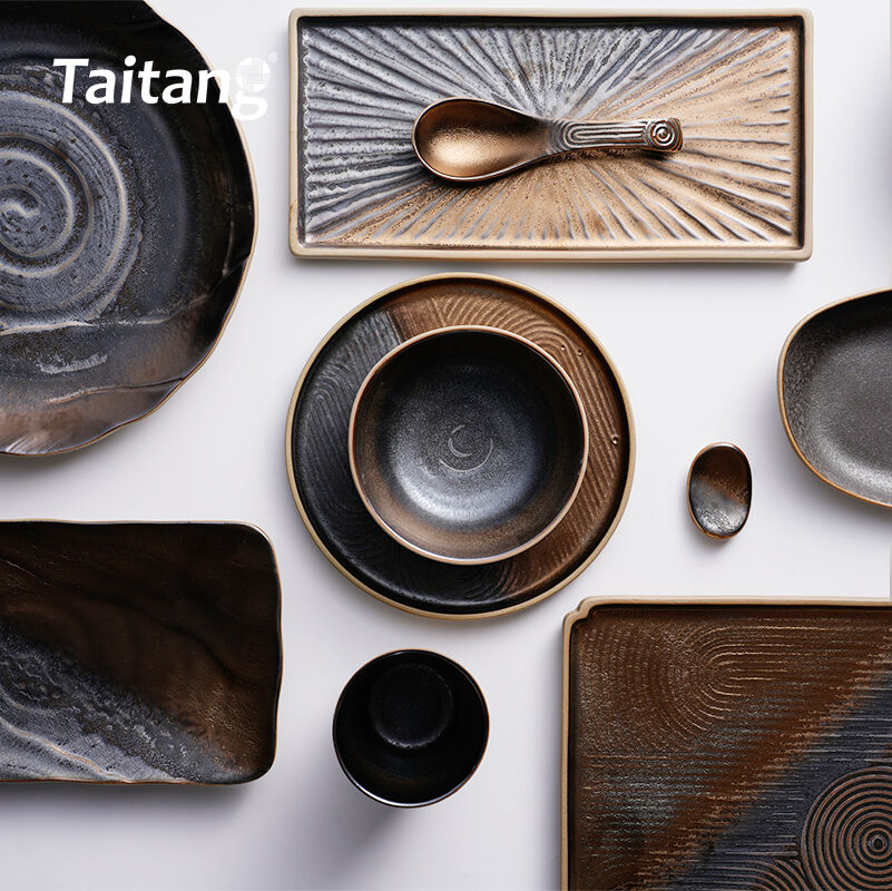Set Alat Makan Moden — Koleksi Alat Makan Porselin Bergaya Spiral, Tahan Calar, Sesuai untuk Perkhidmatan Restoran