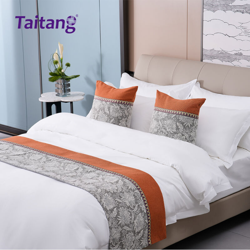 Boutique Floral Hotel Bed Runner & Decorative Pillow Set Premium Hospitality Linen Wholesale