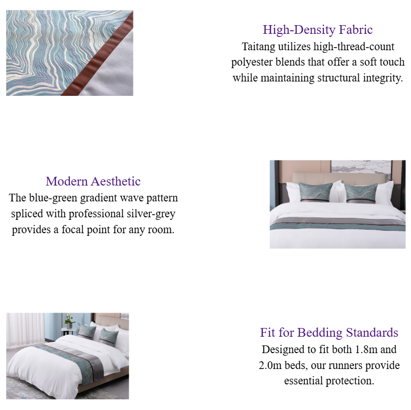 Modern Wave Pattern Hotel Bed Runner & Decorative Pillow Set Premium Hotel Bedding Manufacturers.png
