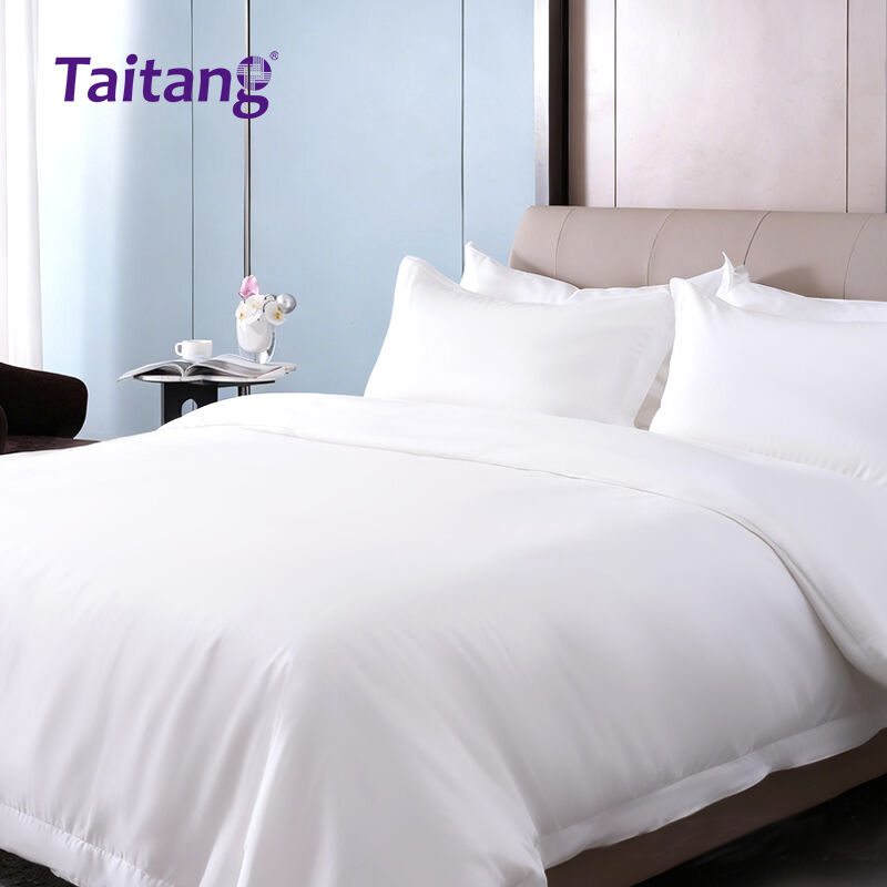 Hotel Bedding Set Commercial Hotel Supplies Solution Queen Size 100% Combed Cotton White