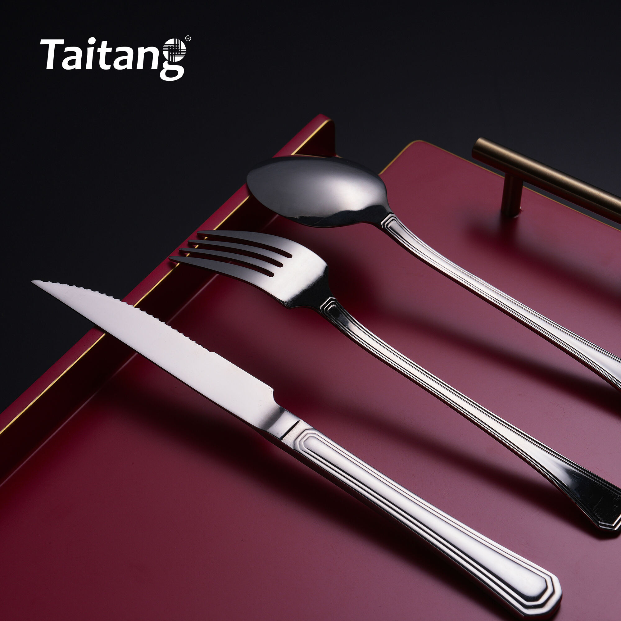 Geometric Restaurant Cutlery Set Premium Tiered-Edge Hotel Flatware Luxury Services Cutlery Steel Collection