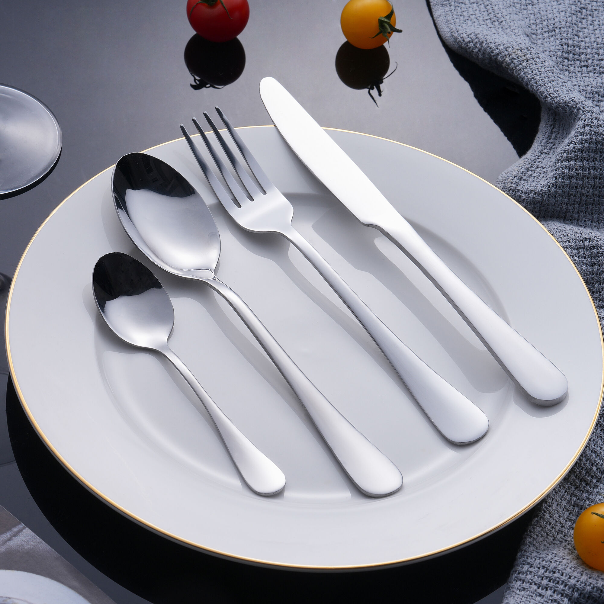 Minimalist Restaurant Cutlery Set Fluid Teardrop Hotel Flatware Collection Premium Steel Cutlery Set Restaurant Supply