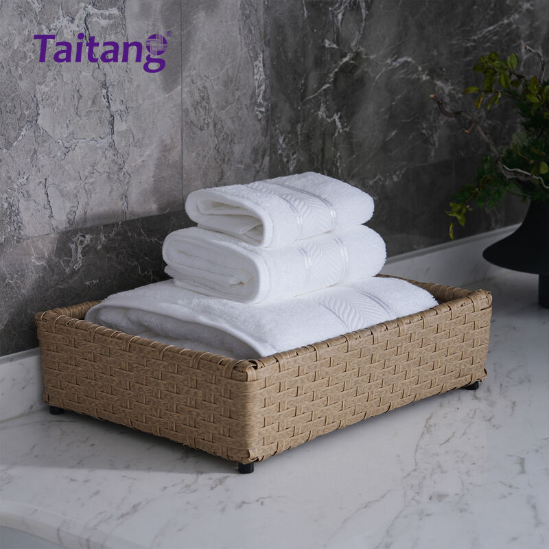 16S Luho na Set ng Tuwalya ng Hotel na Gawa sa Kapotan, Puti na May Satin na Stripe para sa Mga Linen sa Banyo para sa 5-Star na Hospitality