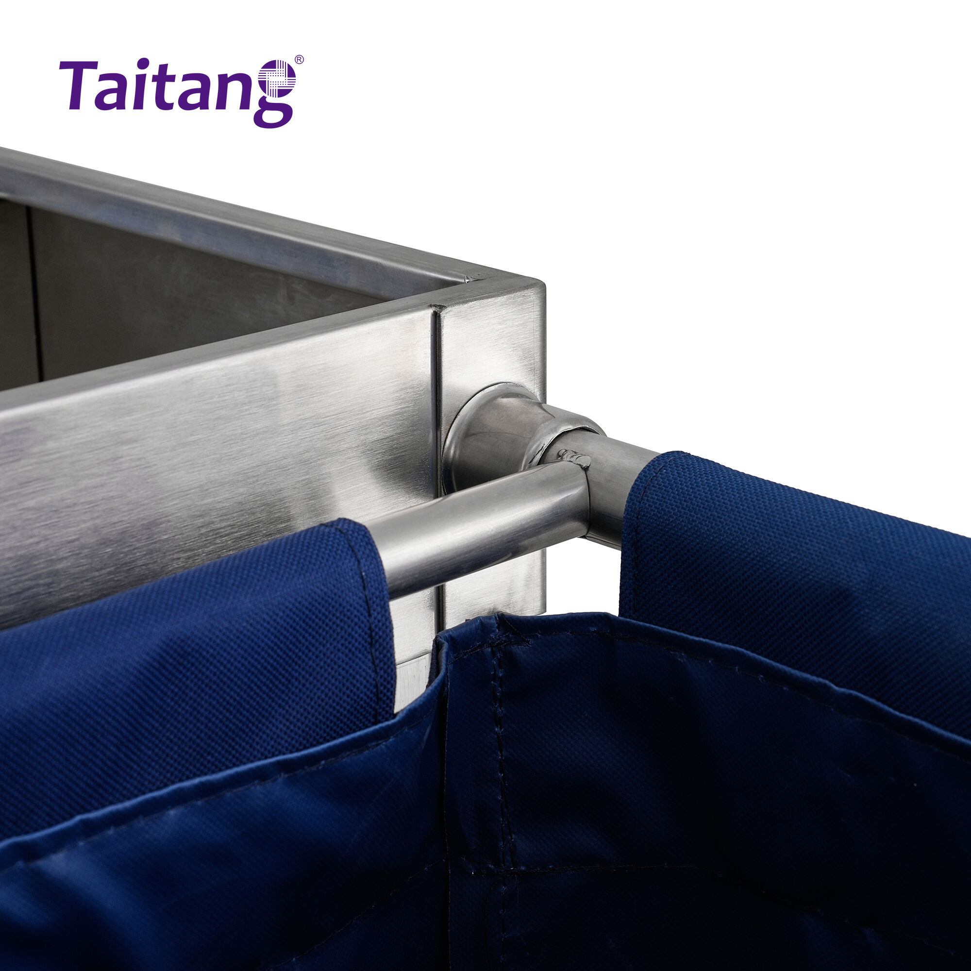 Stainless Steel Hotel Housekeeping Trolley Professional Room Service Cart with Large Capacity Blue Bags