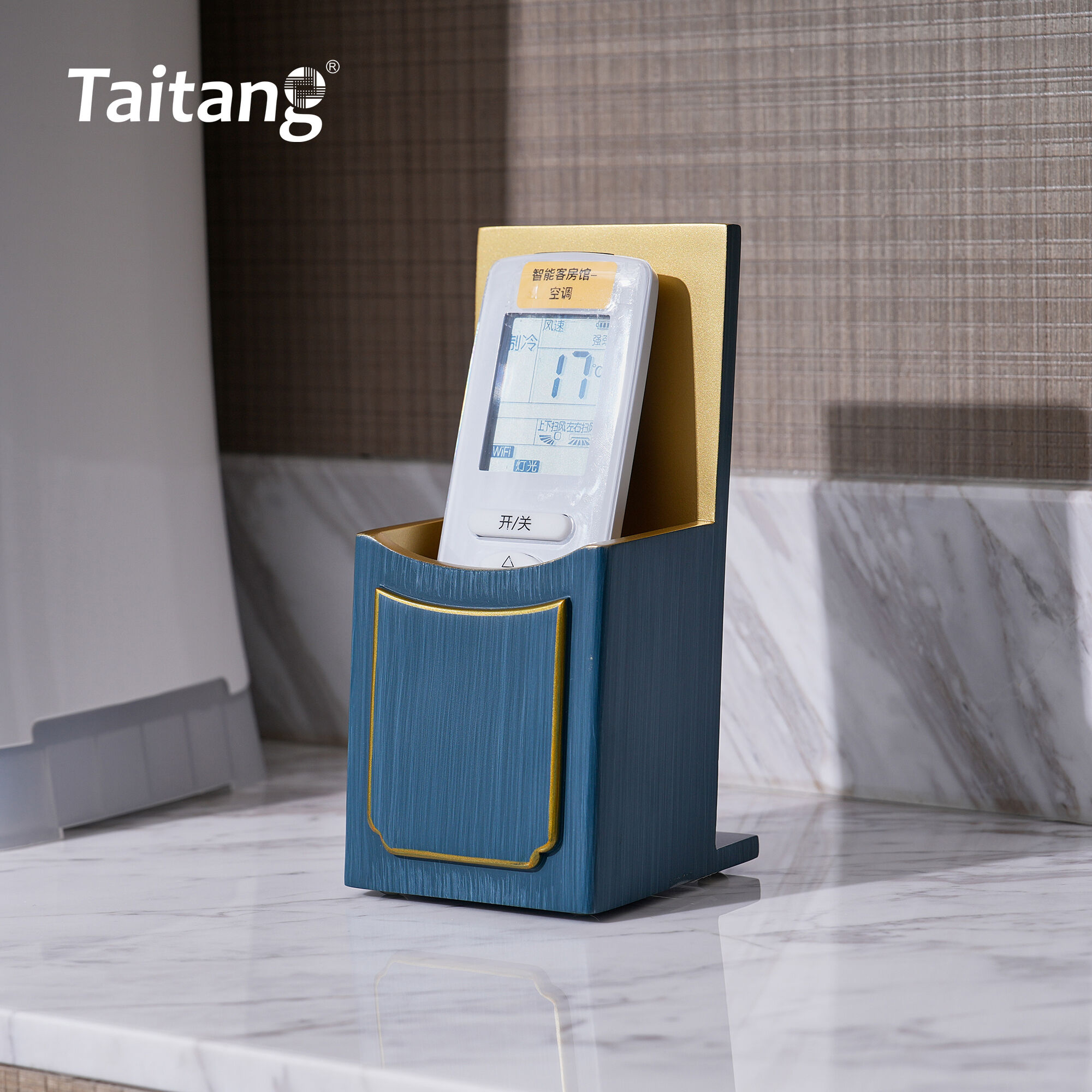 Luxury Hotel Room Amenities Set Blue Gold Resin Guest Room Accessories 5-Star Hotel Supplies Custom