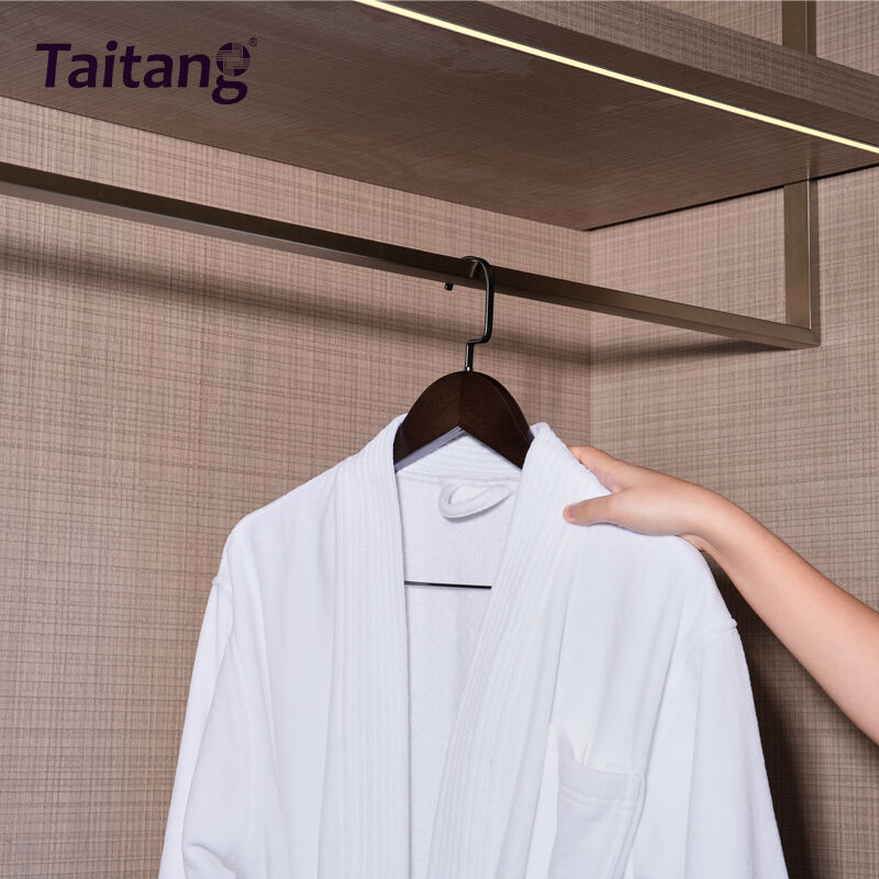 Black Beech Wood Hotel Hangers Heavy-Duty Suit & Trouser Hangers with Non-Slip Clips