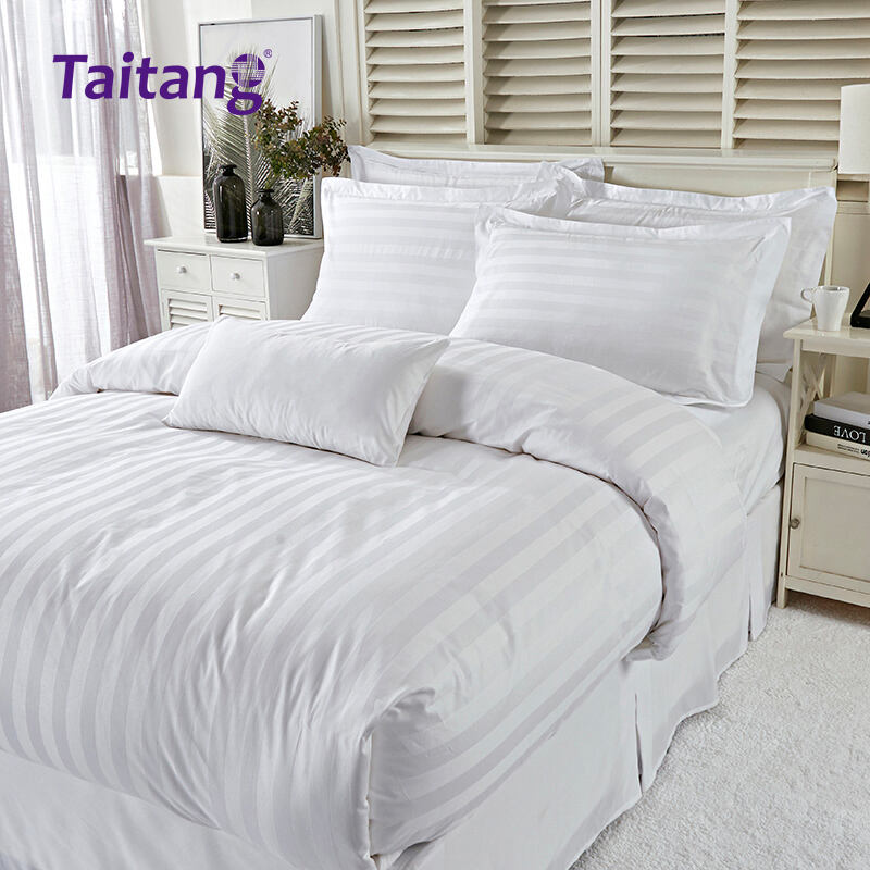 100% Cotton Jacquard Design 3cm Satin Stripe Hotel Bedding Set