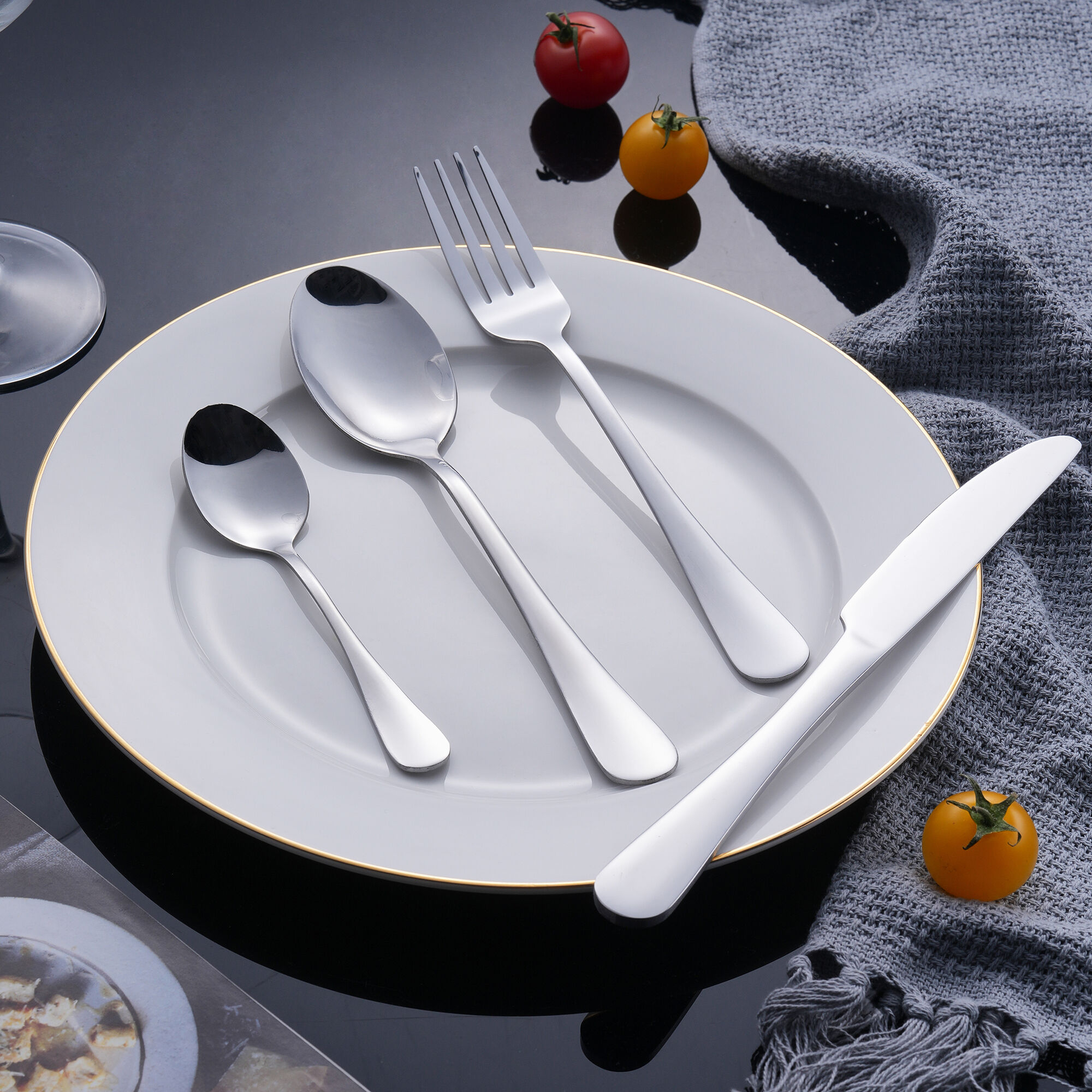 Minimalist Restaurant Cutlery Set Fluid Teardrop Hotel Flatware Collection Premium Steel Cutlery Set Restaurant Supply