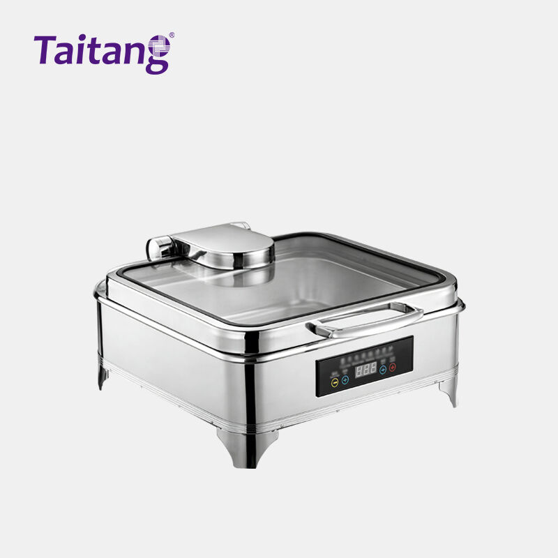 Elektrische Speisewärmer für Buffets mit intelligenter digitaler Temperaturregelung, Edelstahl-Chafing-Dish mit geschlossenem Gehäuse und abnehmbarem Design