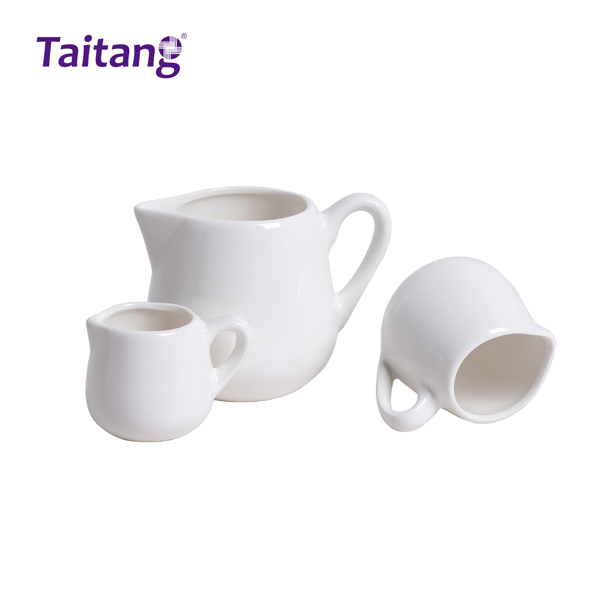 Set ng Ceramic na Milk Cream Jug at Sugar Bowl, Bulk na Porcelain na Accessories para sa Coffee Service