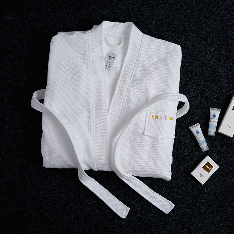 1200 g luxe wafel-terry dubbele laag kimono badjas, groothandel hotelbeddengoed en spasupplies