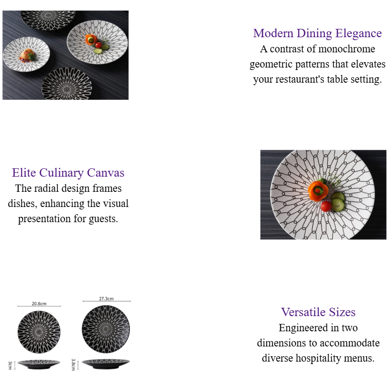 Geometric Pattern Porcelain Dinnerware Collections Commercial Footed Plate Set for Luxury Hotels & Restaurants.png