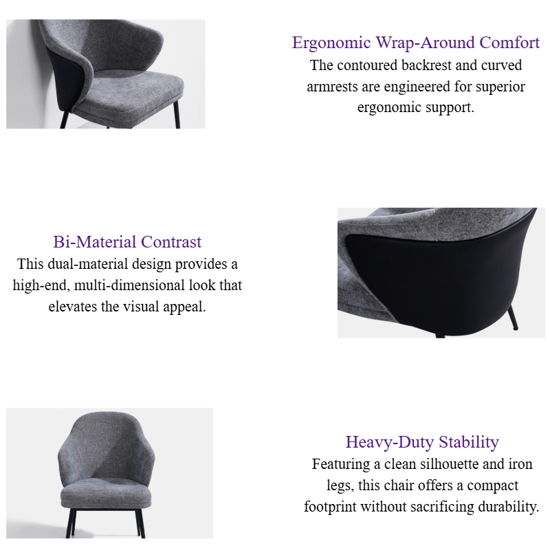 Modern Wrap-Around Hotel Dining Chair Luxury Upholstered Armchair with Iron Legs Hospitality Furniture.png