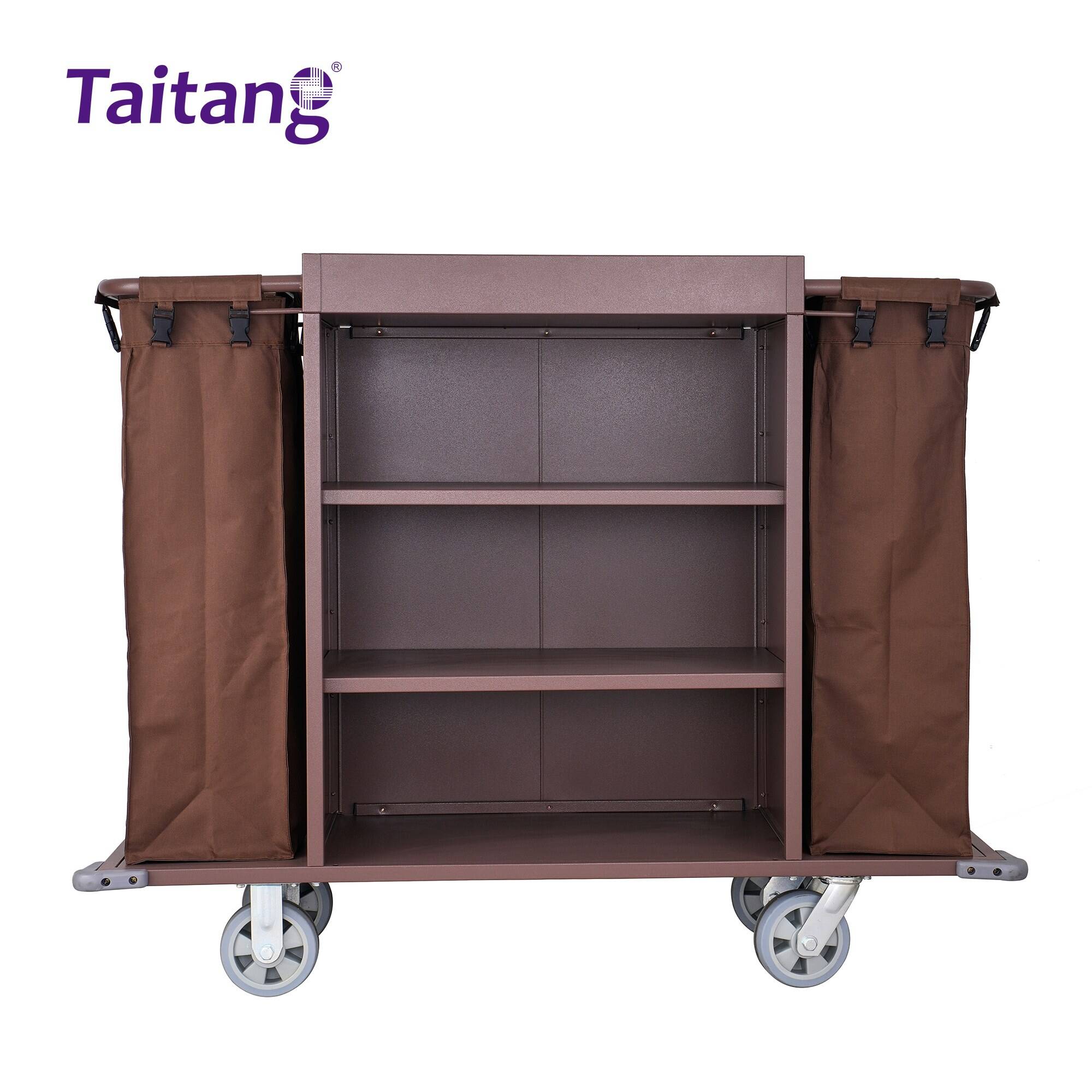 Hotel Guestroom Coffee Colored Three-layer Linen Service Cart