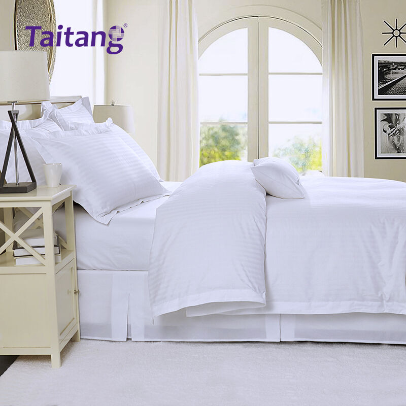 Set Seprai Hotel Mewah 300T, 100% Katun dengan Motif Garis Jacquard 1 cm untuk Kamar Suite Hotel, Grosir