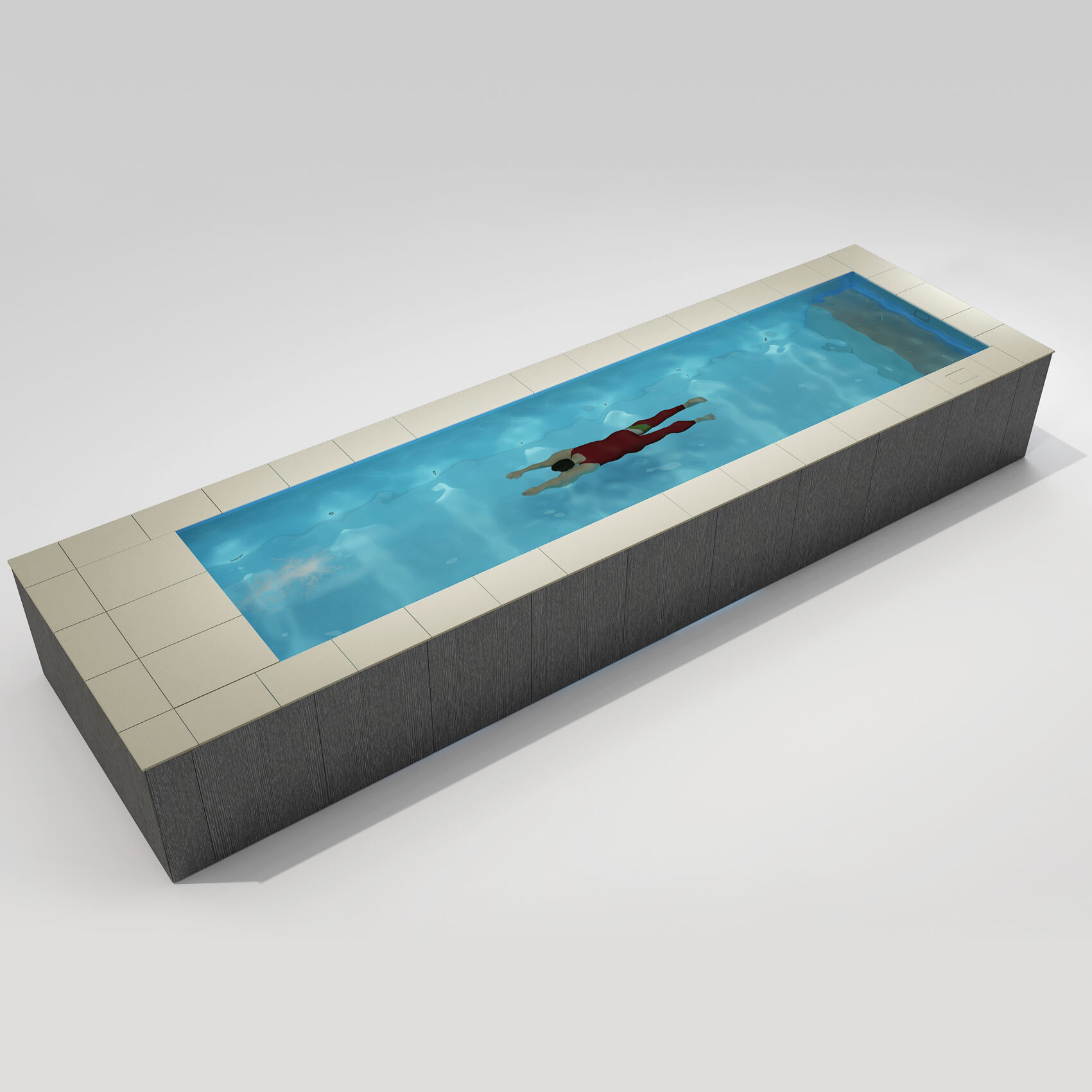 [Pool Only] 6'×20'6'' SWIMILES Rectangular Quartz-Tile Steel Pool Wood-plastic composite panels 