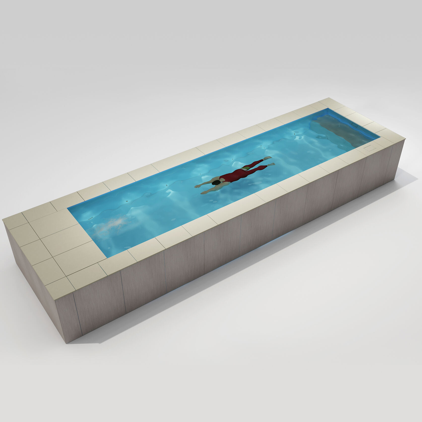 [Pool Only] 6'×20'6'' SWIMILES Rectangular Quartz-Tile Steel Pool - Brushed aluminum composite panels 