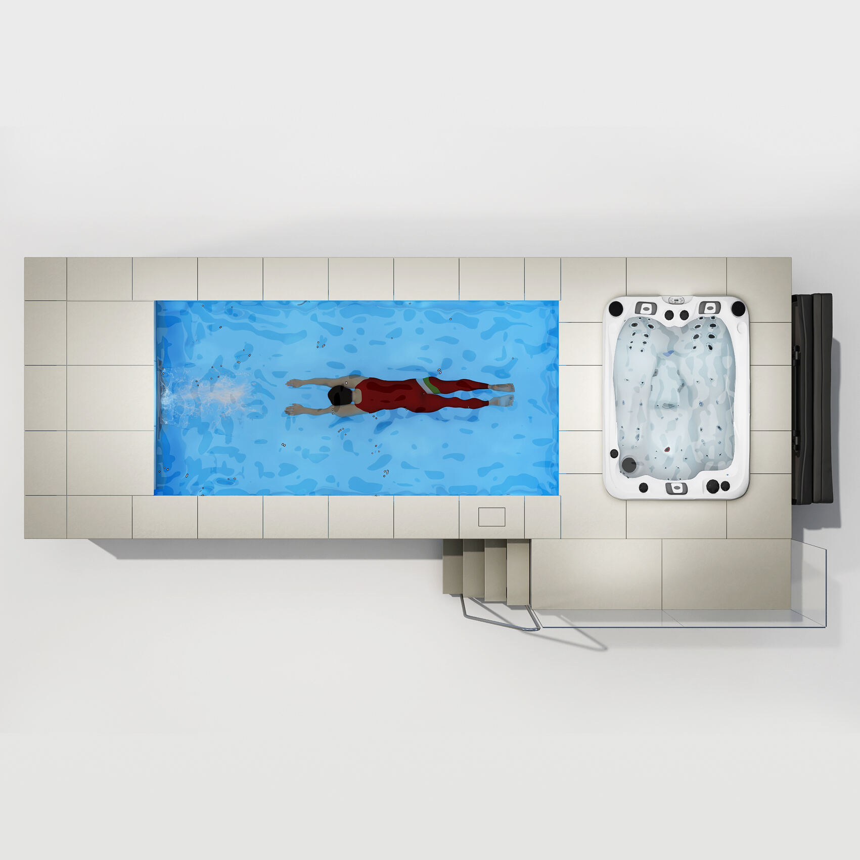 [Πλήρες Σετ] 6'×14'6'' SWIMILES Ορθογώνια Πισίνα από Χάλυβα με Πλακάκια Χαλαζία