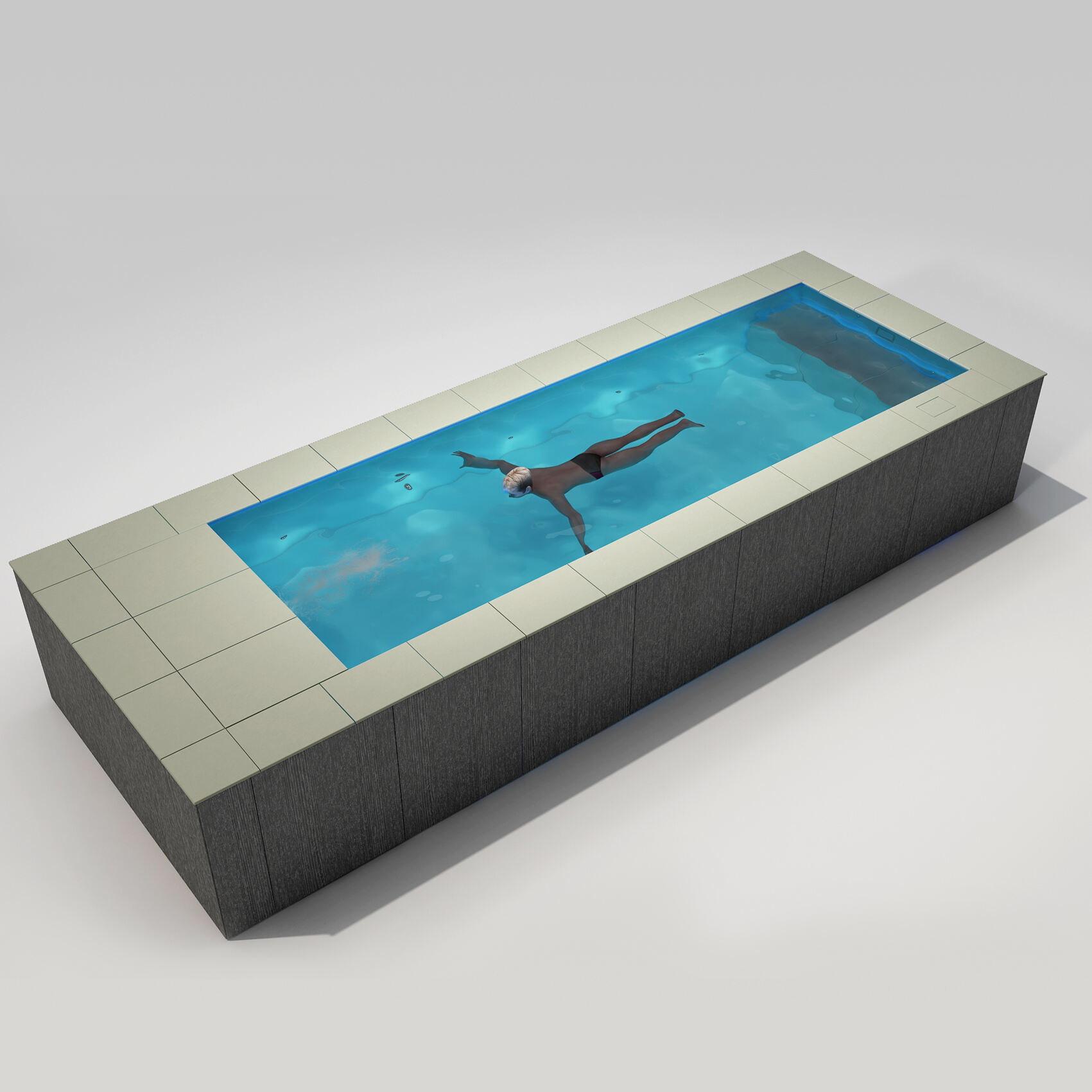 [Pool Only] 6'×17'6'' SWIMILES Rectangular Quartz-Tile Steel Pool Wood-plastic composite panels 