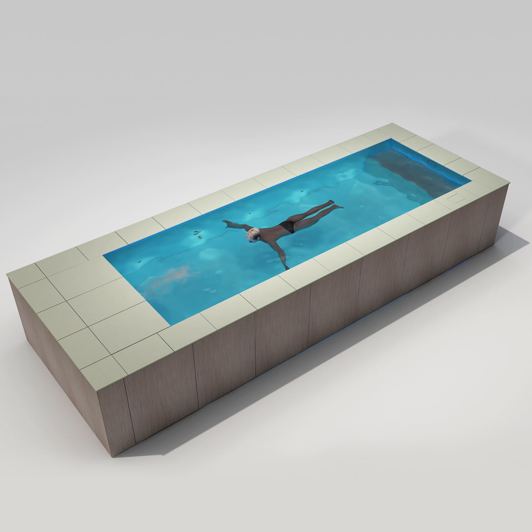 [Pool Only] 6'×17'6'' SWIMILES Rectangular Quartz-Tile Steel Pool - Brushed aluminum composite panels 