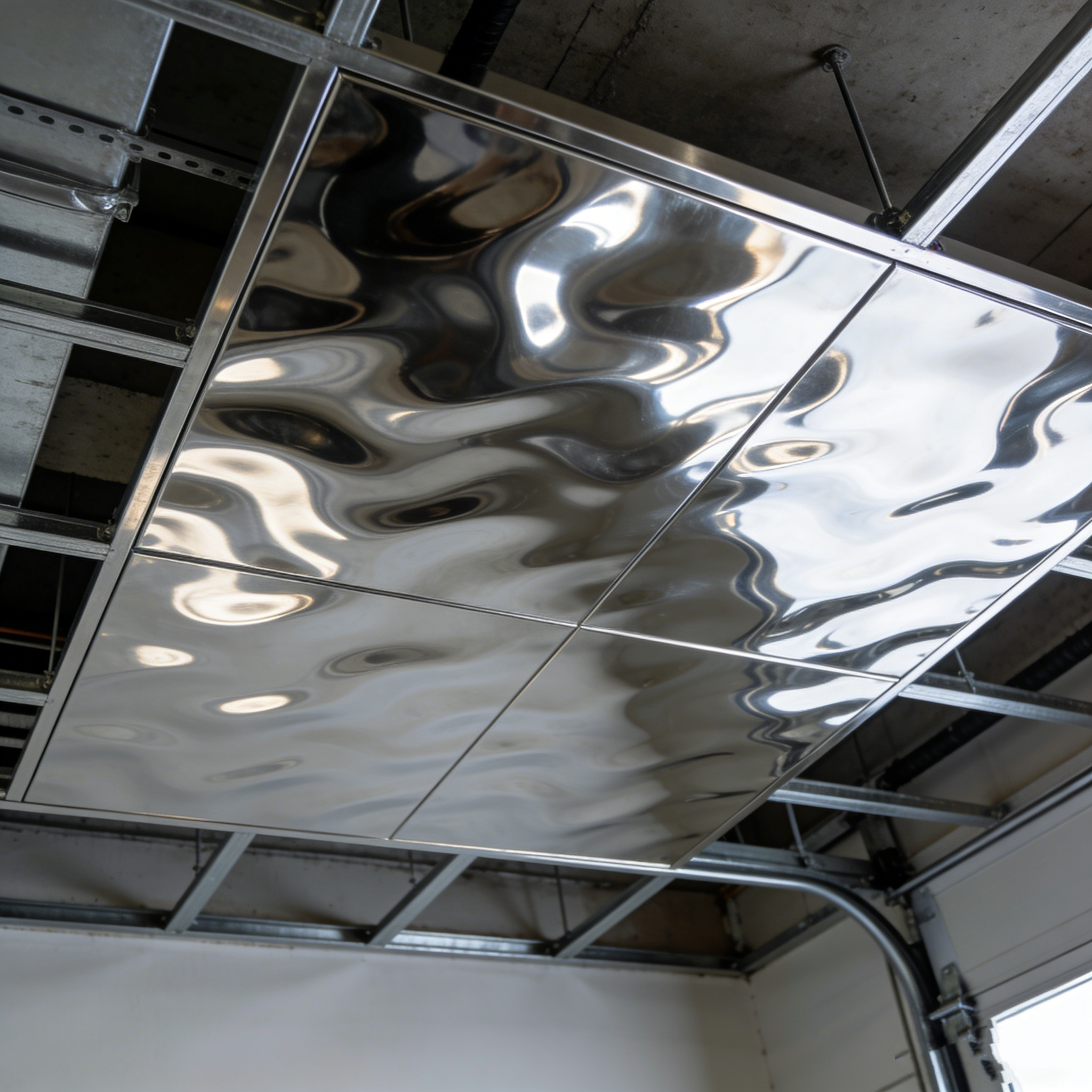 SS304 4×8 Ft Mirror Polished Flow Ripple Stainless Steel Ceiling Panel