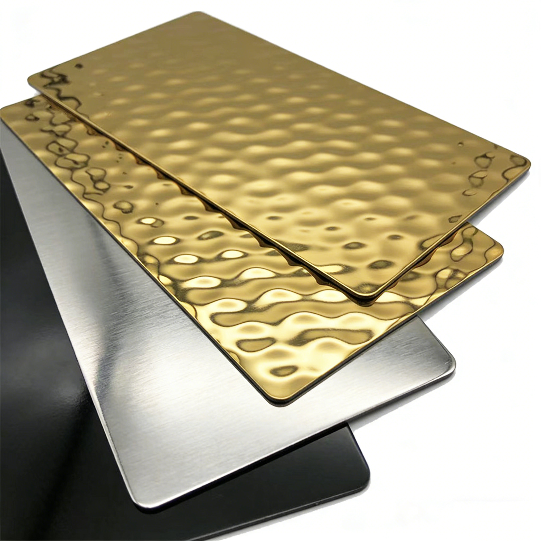 ASTM AISI SUS 304 / 316 Mirror Gold 3D Small Wave Water Ripple Stainless Steel Sheet