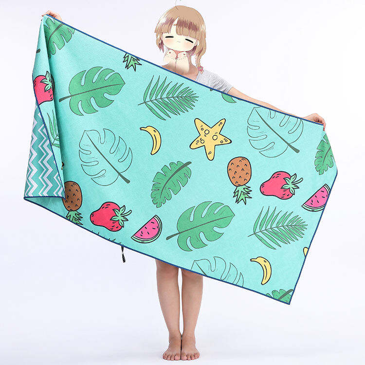 serviette de plage en microfibre sublimée imprimée sur mesure, absorbante d'eau sans sable