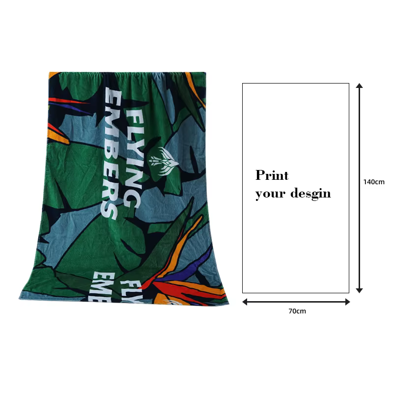 批发100%纯棉沙滩巾，可定制设计印花，超大尺寸Logo沙滩巾