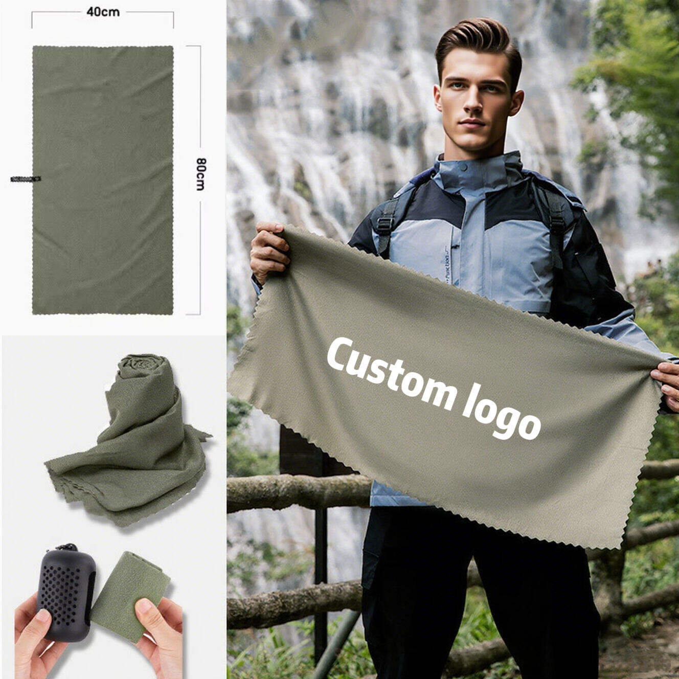 맞춤 인쇄 스포츠 타월, 부드러운 나노섬유 소재, 뛰어난 흡수성, 휴대용, 체육관 및 요가용