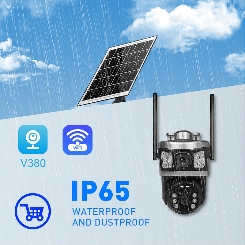 V380 RV17-WiFi అవుట్‌డోర్ సోలార్ WiFi కెమెరా 3MP CMOS డ్యూయల్ లెన్స్ PTZ IP65 వాటర్ ప్రూఫ్ మోషన్ డిటెక్షన్ నైట్ విజన్ మెమరీ కార్డ్