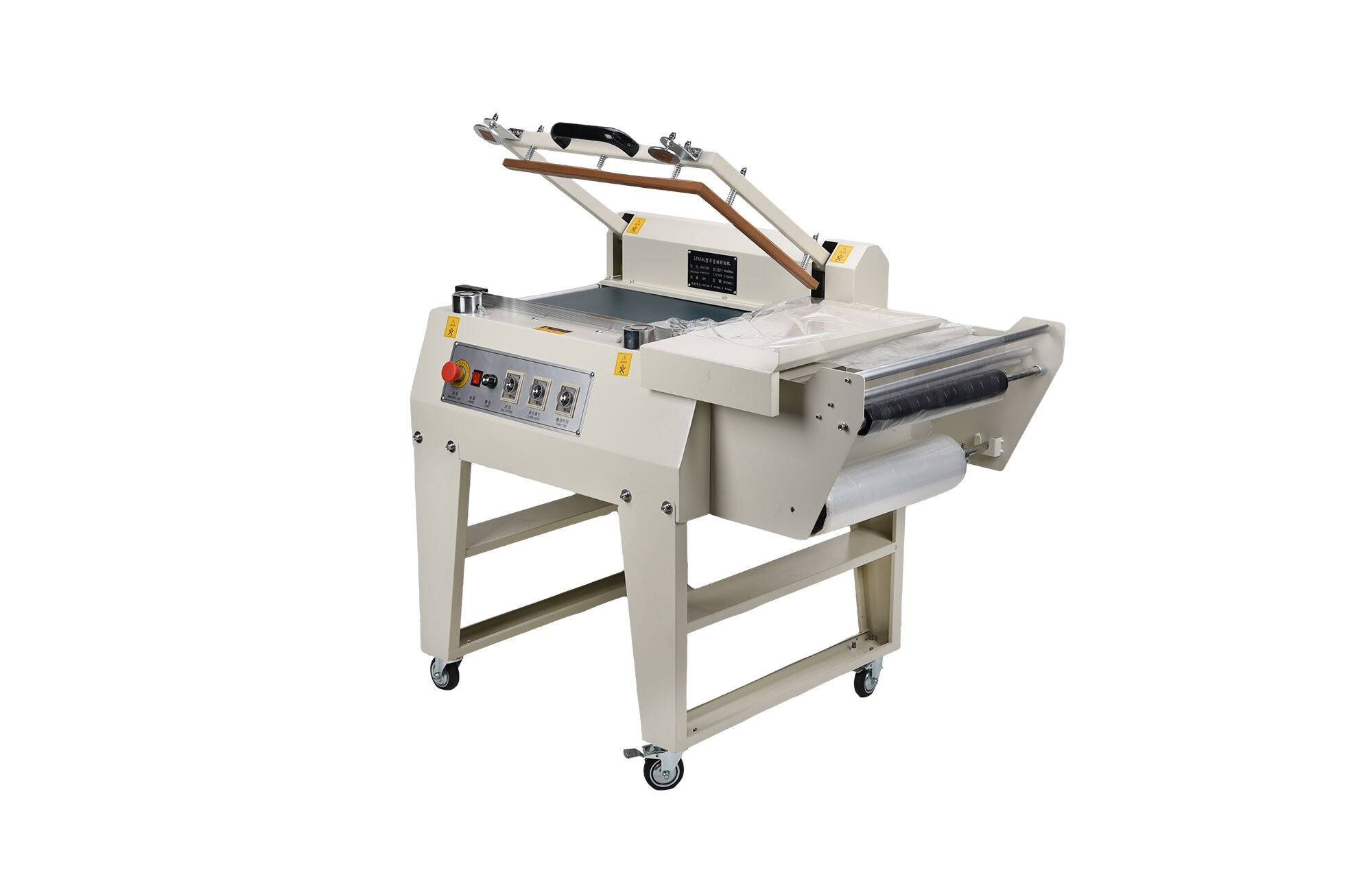 Macchina semiautomatica di sigillatura e taglio LY450, macchina sigillatrice a forma di L per imballaggio in film PE e sacchetti di plastica