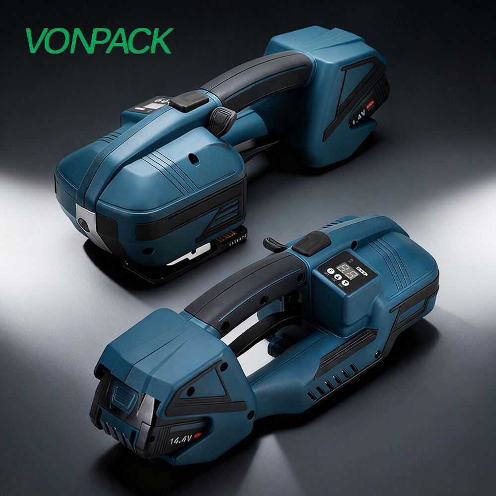 V2 휴대용 배터리 스트랩 도구 핸드헬드 전동 스트랩 도구 텐셔너 갈색 팔레트 목재 포장용 스트랩 머신