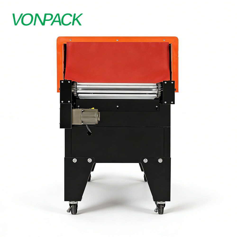 Jet Roller 4525 Chain Factory Price Heat Shrink Tunnel Machine Plastic Film Wrapping Machine Vertical Small Box Food Packing Machine